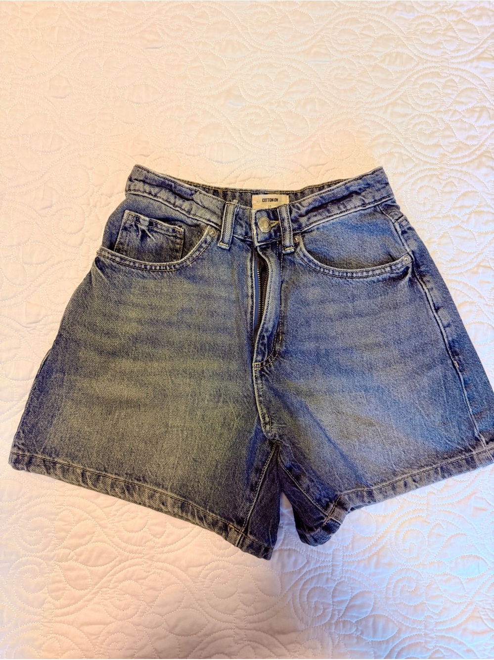 Cotton On Women's Mid Blue High-Rise Denim Shorts